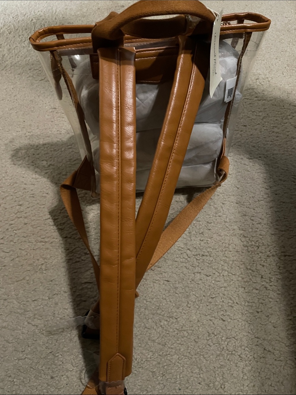 Universal Thread Clear Cube Backpack with Tan Trim - Picture 3 of 5